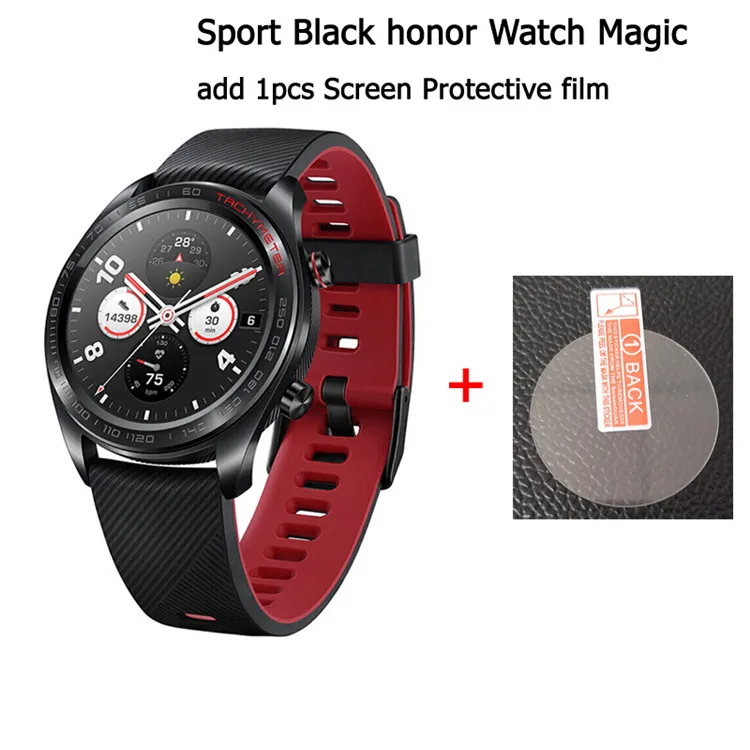 Huawei Honor Watch Волшебные Смарт-часы спортивные часы для сна для езды на велосипеде плавание горный gps 1," AMOLED цветной экран 390*390 часы - Цвет: Sport black add Film