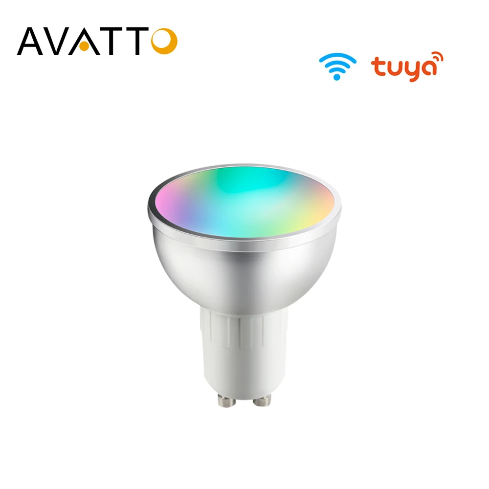 Смарт-лампа AVATTO Tuya GU10 с Wi-Fi Светодиодная лампа 5 Вт RGB + WW CW функцией затемнения и