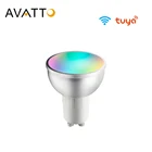 Смарт-лампа AVATTO Tuya GU10 с Wi-Fi, Светодиодная лампа 5 Вт RGB + WW + CW с функцией затемнения и таймером, волшебная лампа работает для Alexa, Google Home