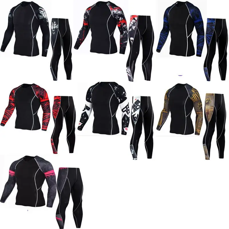 

Мужские спортивные компрессионные футболки и штаны, спортивные костюмы для бега, мужские спортивные костюмы для тренажерного зала, фитнеса...