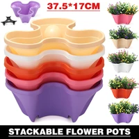 hot sale 5color stackable plant pots for flowers vegetables and herbs plant large stacking plastic veg flower pots