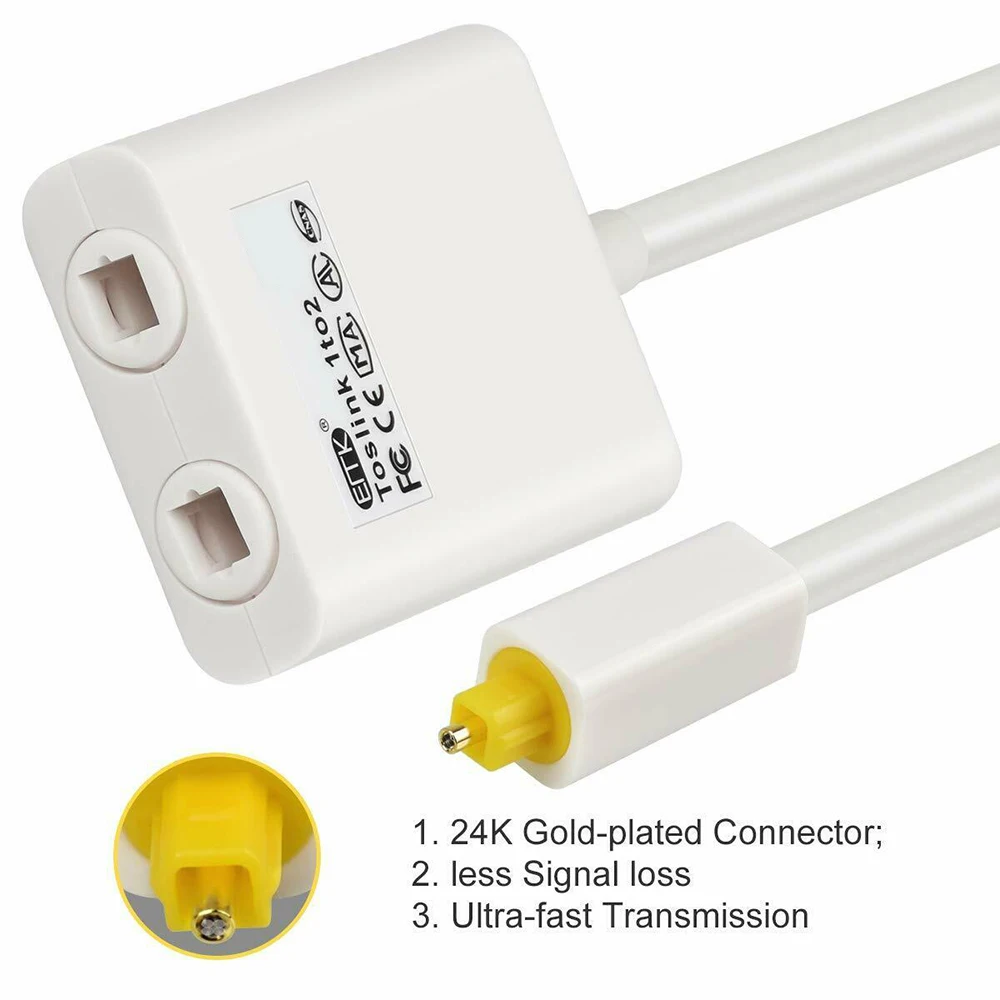 Цифровой оптический сплиттер аудио 2 Way SPDIF разделитель Toslink 1 вход выхода адаптер
