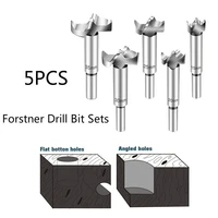 5pcs forstner bit carbon high speed steel woodworking hole saw set auger opener drilling wood plastic plywood with round shank 1