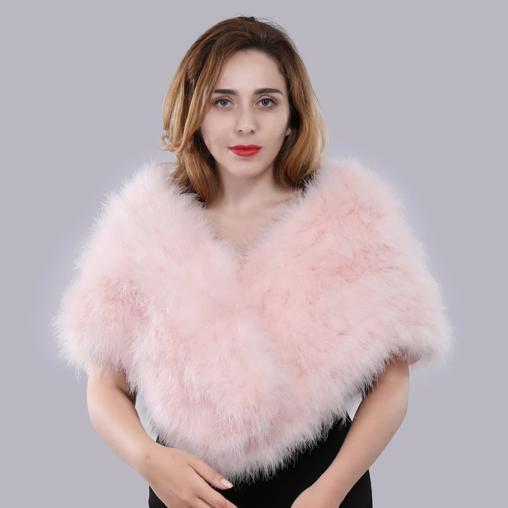 Новое поступление роскошные меховые болеры с белыми страусиными перьями цвета