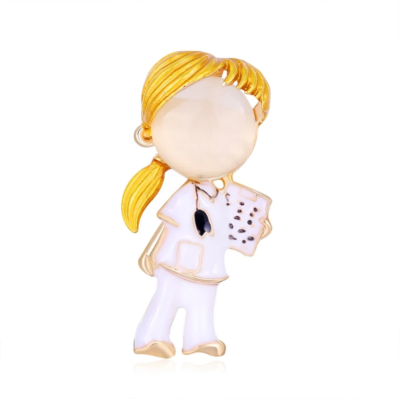 

Cute Opal Enamel Lapel Pins Doctor Boys And Nurse Girls Brooches Crystals Brooch Pin Nurse Jewelry Fashion Jewelry Gift