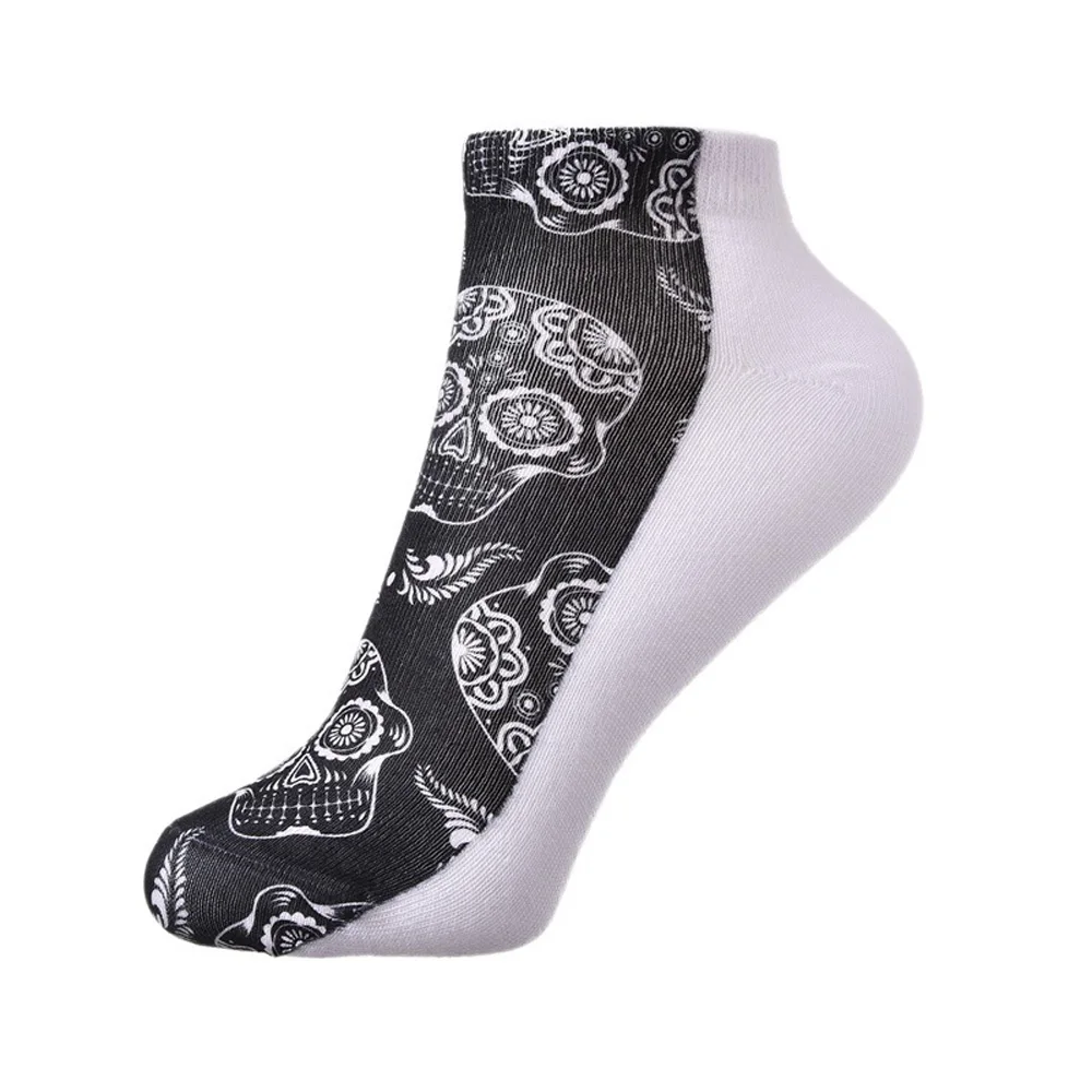

1 pair Men Lady Fashion 3D Skull Print Women Unisex Short Socks Printed Socks Low Cut Ankle Socks