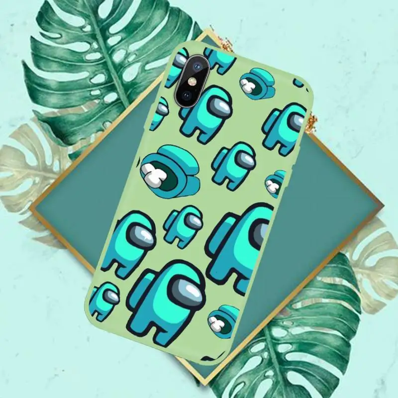 

Among us game Phone Case Green Candy Color for iPhone 11 12 mini pro XS MAX 8 7 6 6S Plus X SE 2020 XR