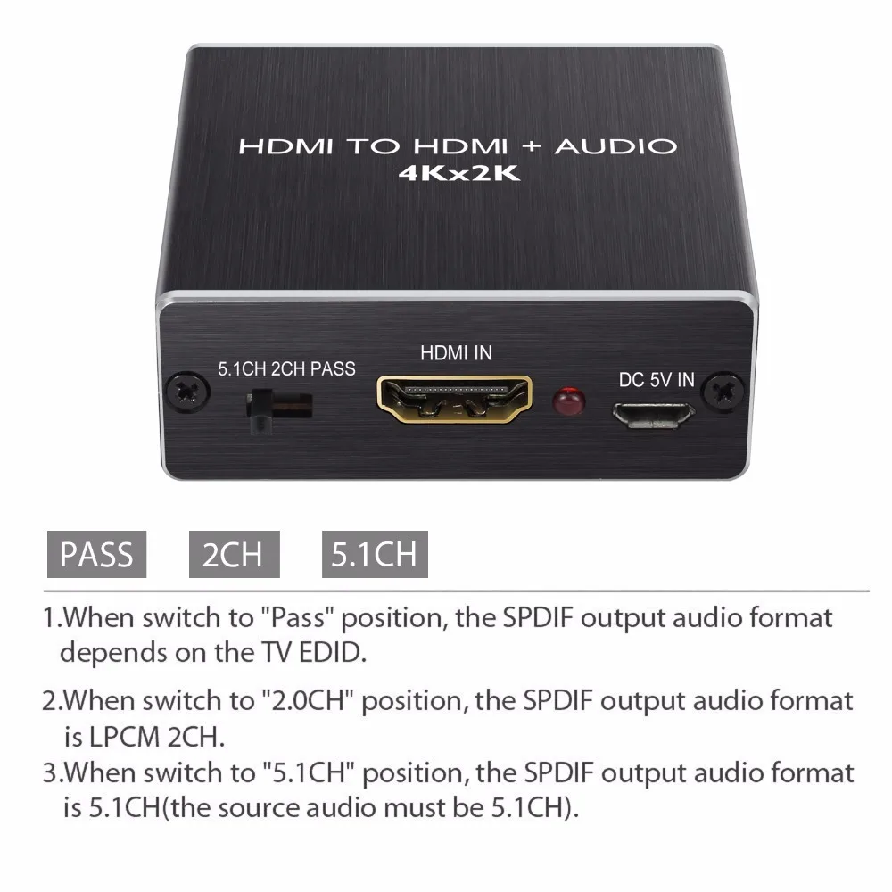ESYNiC HDMI аудио преобразователь 1 4 Версия Поддержка 4K x 2K 3D 3 5 мм 2RCA разъем для