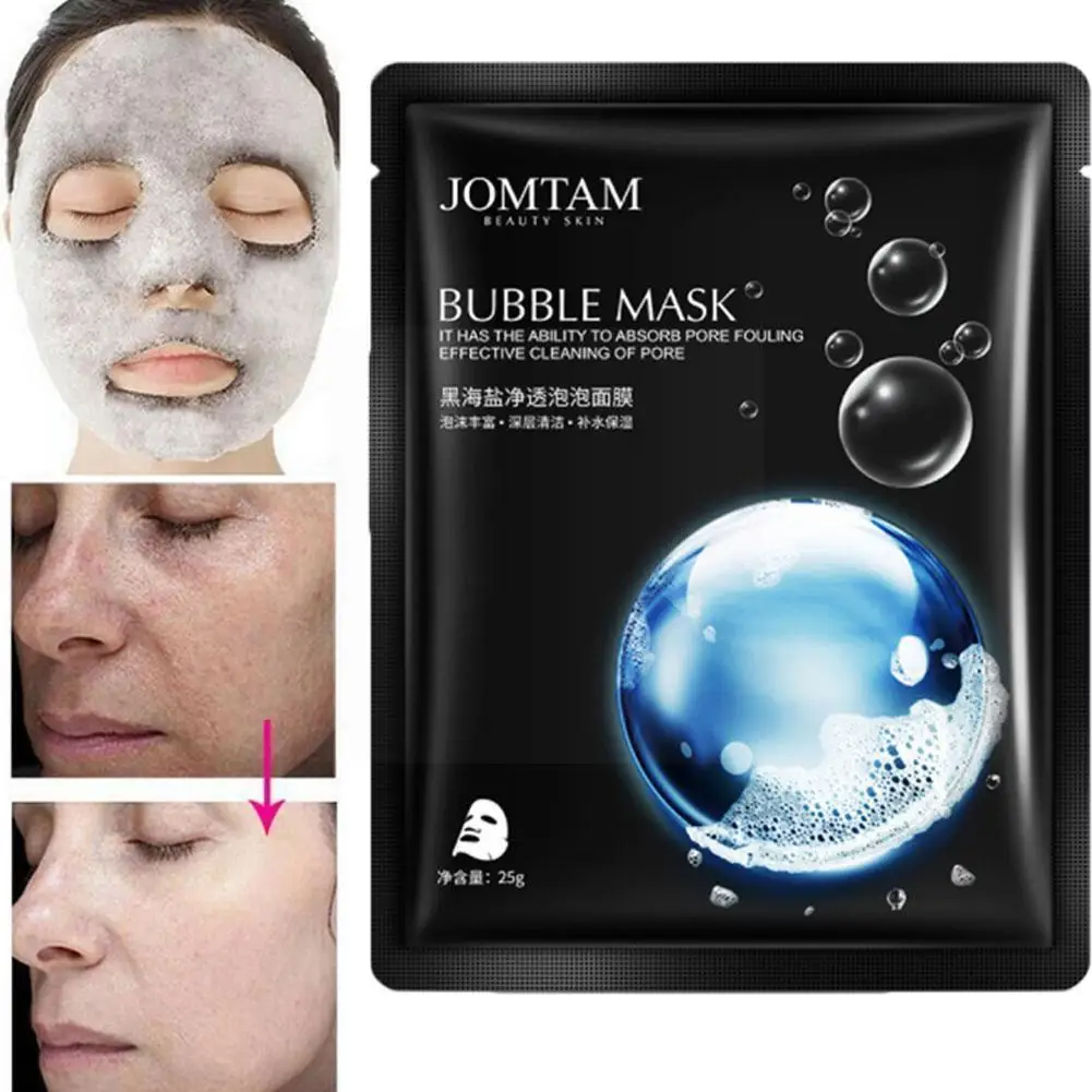 

1pc Black Sea Salt Pure Moisturizing Bubble Face Masks Rejuvenation Skin Shrink Control Cleansing Deep Masks Foam Pore Blac Z9q5