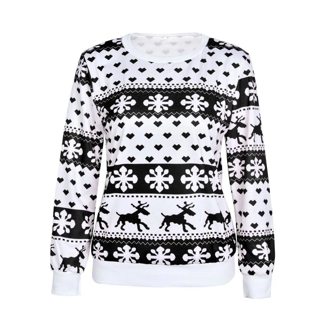 

Christmas Snowflake Women Hoodies New Casual O Neck Long Sleeve Cartoon Deer Printed Sweatshirt Ladies Jumper Xmas Pullover Tops