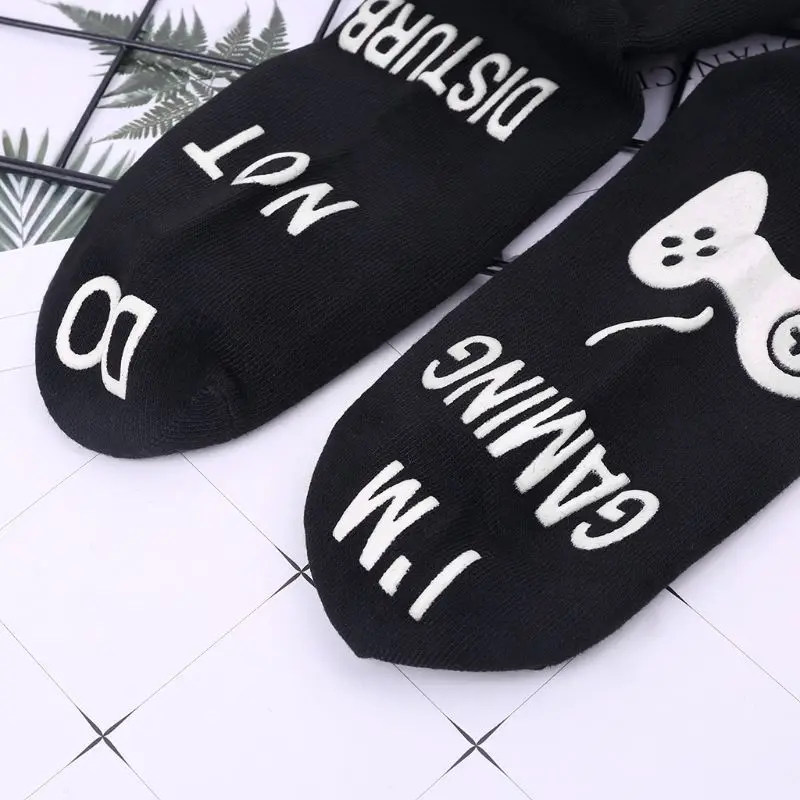 

Women Men Unisex Winter Cotton Long Ankle Socks Funny Words Bottom Gamer Lover Gift Harajuku Solid Color Home Floor Warmer Hip