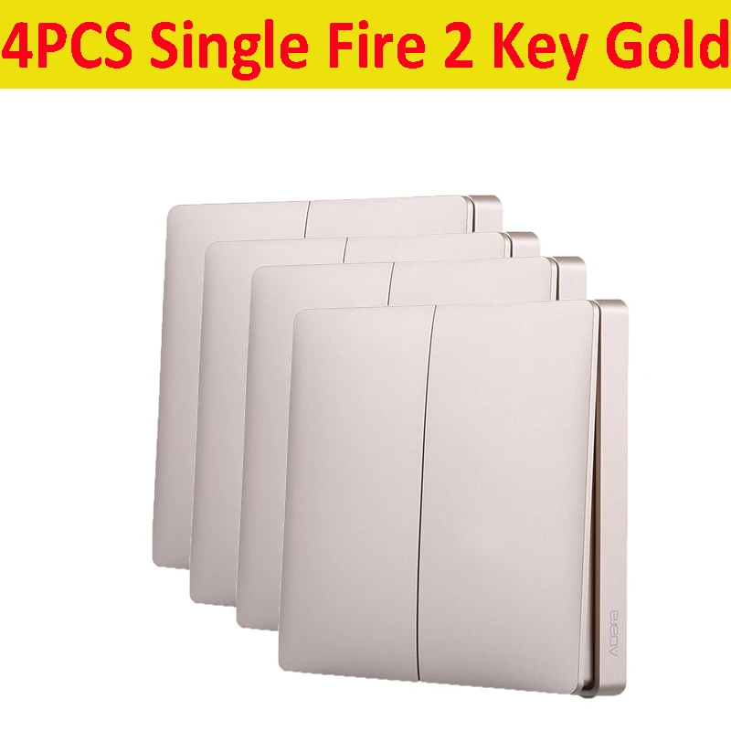 4PCS SingleFire 2key AQara серебристый/Золотой беспроводной умный настенный выключатель одиночный/ноль огонь свет Swich приложение дистанционное управление Интеллектуальный связь умный переключатель - Цвет: 4PCS SingleFire 2key