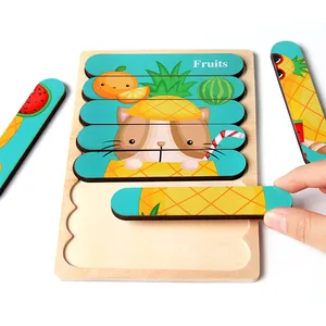 Деревянная головоломка Монтессори, головоломки для детей, Обучающие игрушки, интеллектуальная сборка, Мультяшные головоломки, игрушки