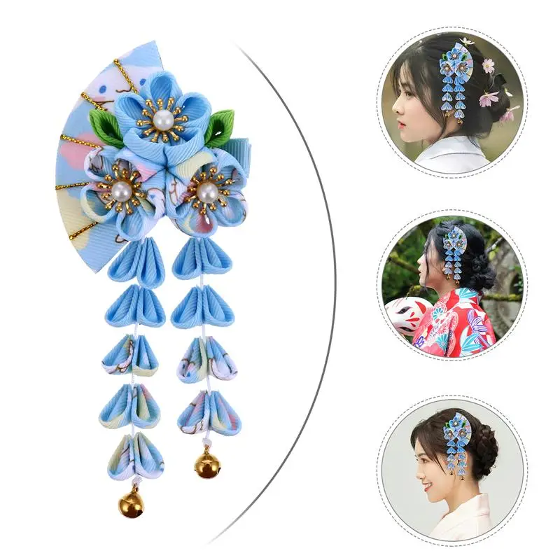 Японские шпильки для волос с бахромой в классическом стиле - традиционные палочки для украшения волос женщин и девочек.
