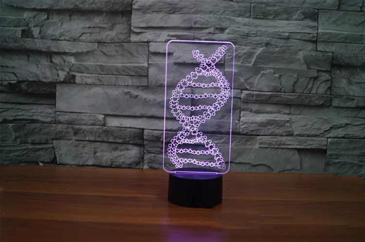 Светодиодный ночсветильник 3D 7 цветов модель ДНК настольная лампа с