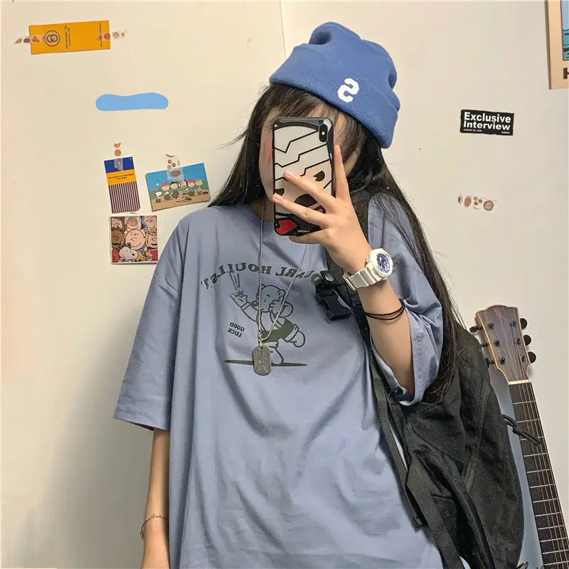

Harajuku style women's short sleeve t-shirt female student Korean loose summer top 2021 new versatile half sleeve