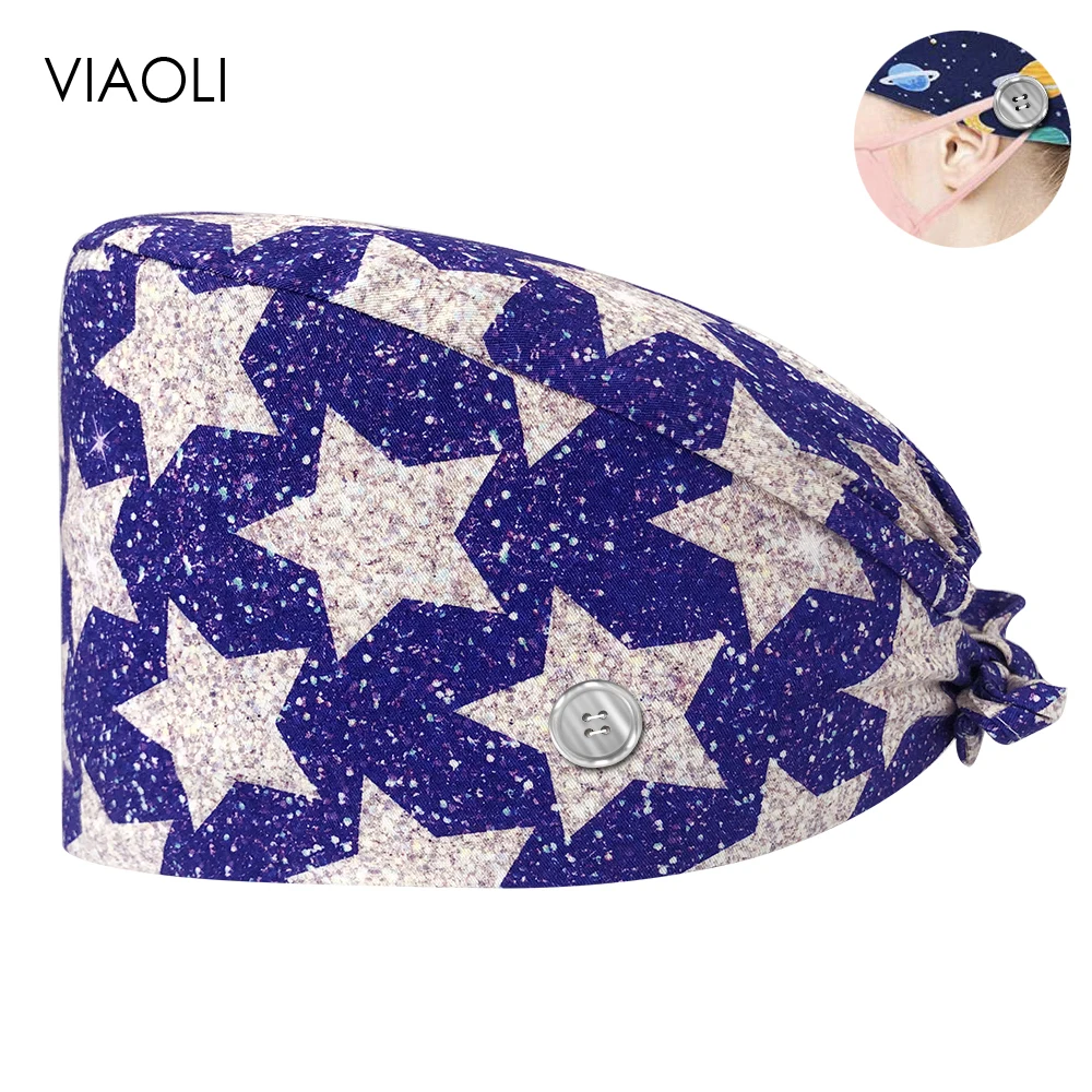 

High Quality Nurse Cap Medical Hat Pharmacy Lab Nursing Hat Women Spa with Button Scrubs Cap Medical Uniform Accessories Unisex