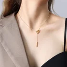 Женское Ожерелье с квадратной пряжкой, золотое ожерелье из нержавеющей стали с геометрической цепочкой до ключиц, свадебные украшения, корейская мода 2021