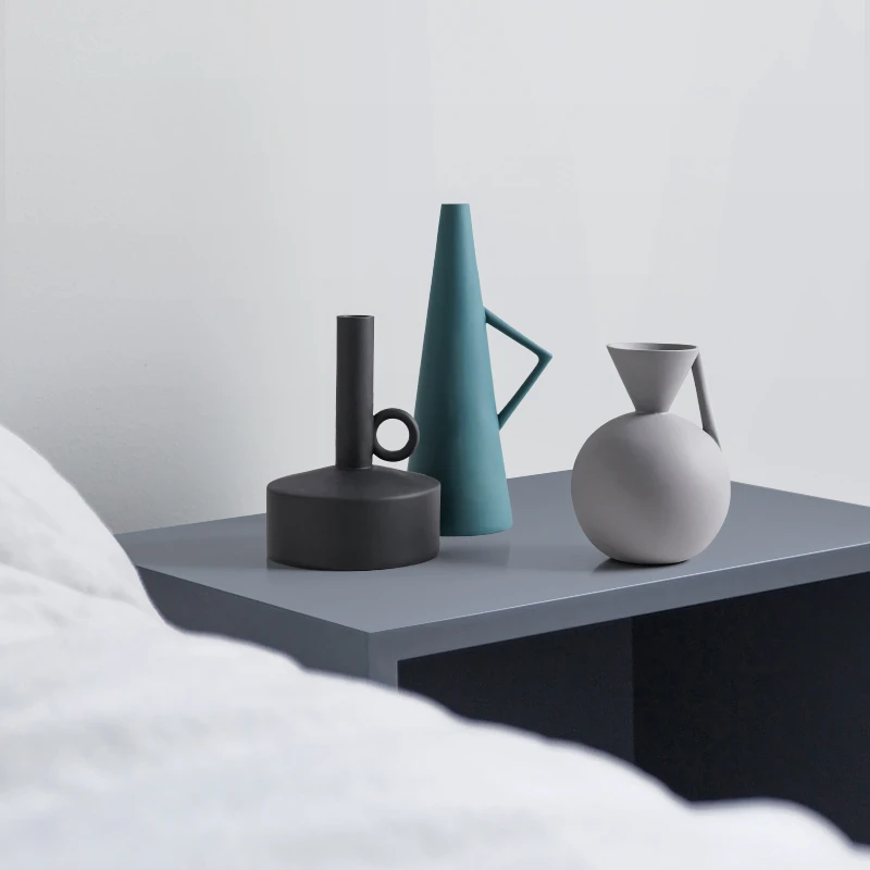 

Nordic Ins Ceramic Vase Creative Models Flower Pot Home Living Room Arrangement Geometric Vase Wedding Art Decorative