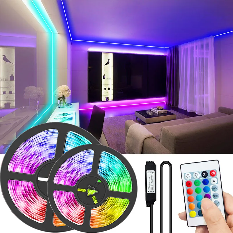 

LED Strip Lights Luces Led RGB 5050 SMD 2835 Flexible Waterproof LED Tape Diode 5M 10M 15M 20M DC 12V Remote Control + Adapter