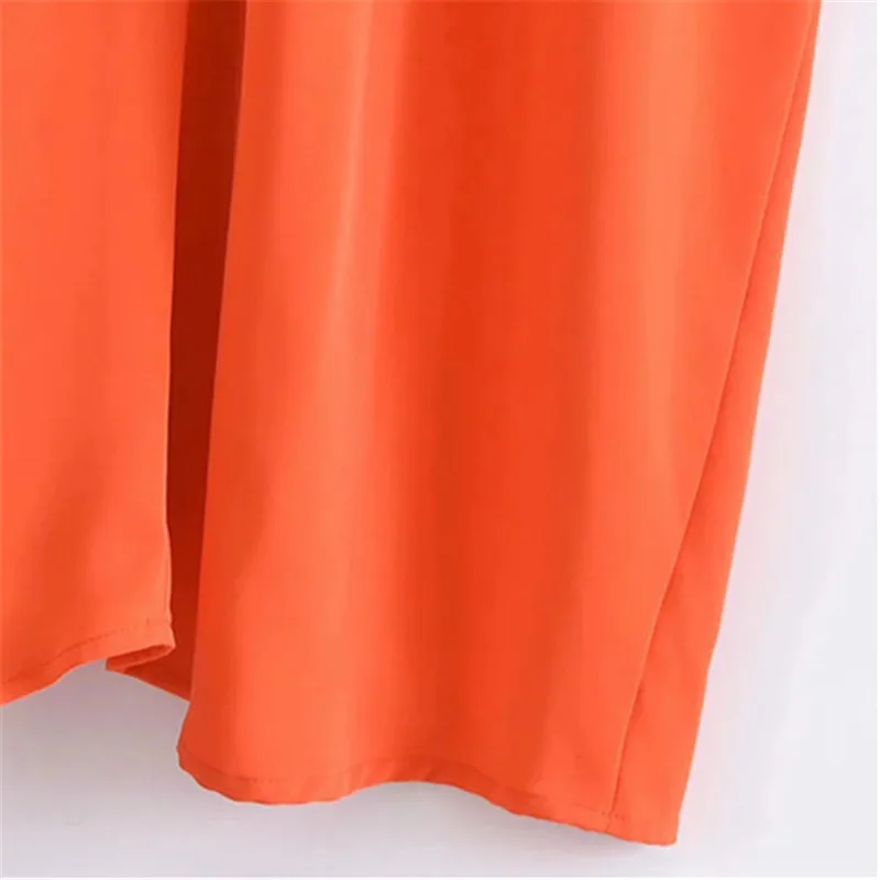 

NWOMN Za 2021 Oversize Woman Dresses Orange Satin Long Dress Women Casual Summer Dress Short Sleeve Ruched Beach Midi Dresses