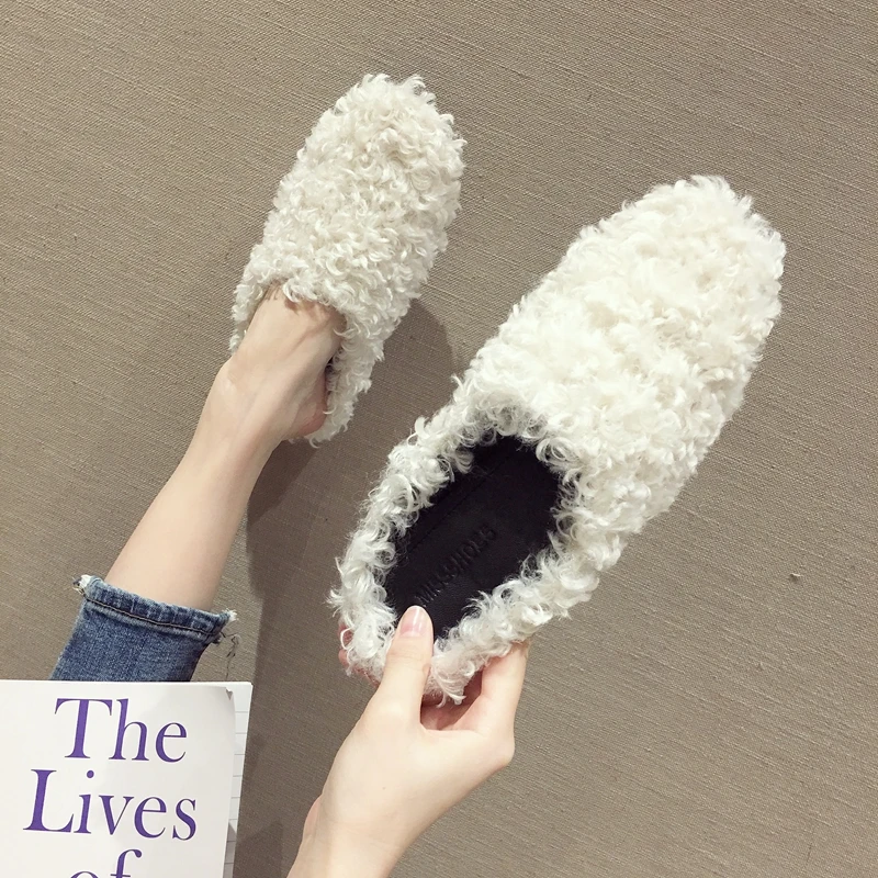 Zapatos de mujer плюшевое пальто барашек на плоской подошве женская обувь платформе