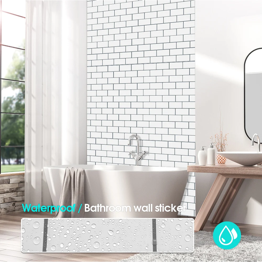 

Waterproof Home Peel Stick Self Adhesive Kitchen Backsplash Wall 3D Mosaic Tiles