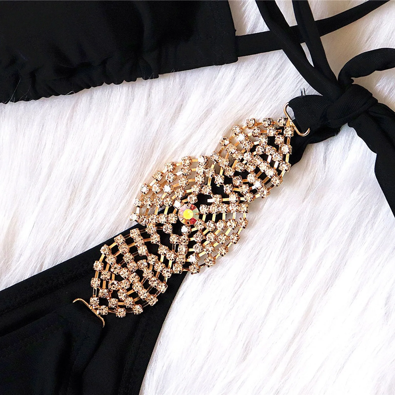 

Women's Swimming Suit 2021 Women Diamond Decoration Bikini Set Push Up Swimsuit Beachwear Padded Swimwear bathing suit women