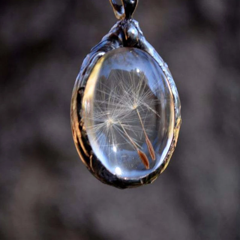

Fashion Vintage Natural Dandelion Oval Silver Color Necklaces Temperament Women Necklace Jewelry