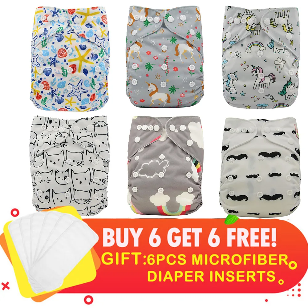 Водонепроницаемые детские тканевые подгузники Ohbabyka регулируемые многоразовые