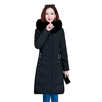 90 white duck down jacket women winter jacket long thick coat for women fur hooded down parka warm female clothes jacket