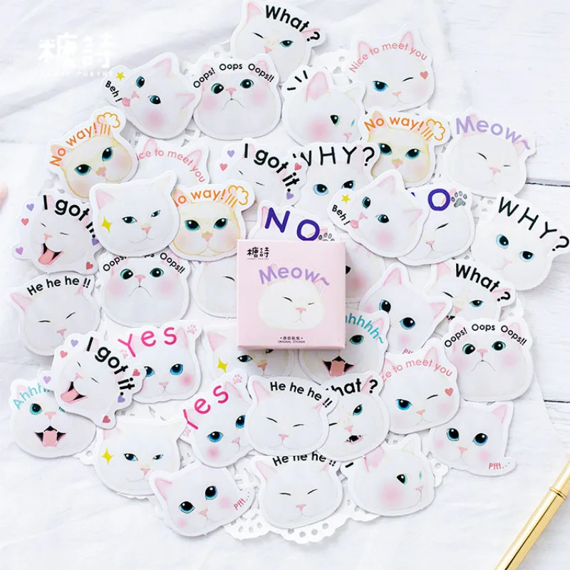 45 шт./кор. Kawaii выполнения арт Кот настенные наклейки для детей Наклейки декора