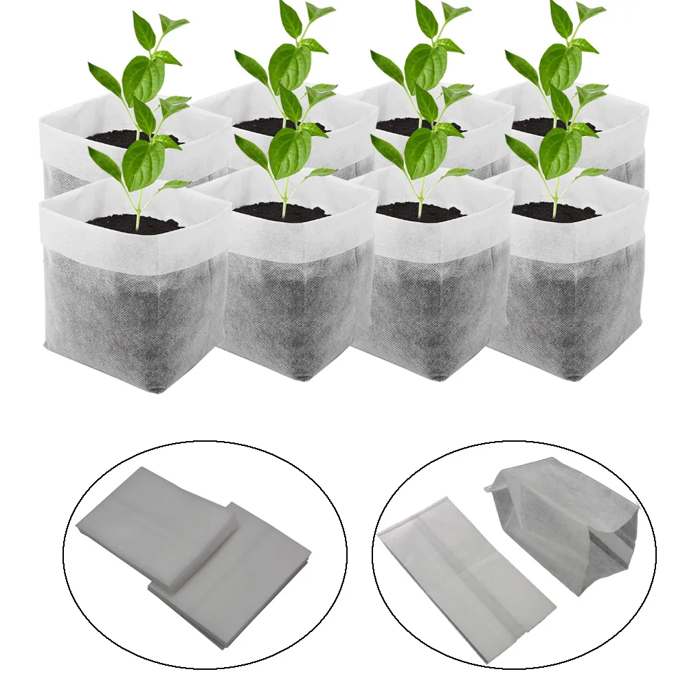 

50-100PCS Garden Seeding Bags Nursery Plant Grow Bags Biodegradable Seeds Nursery Bag Fabric Planting Pocket Patio Flower Pot