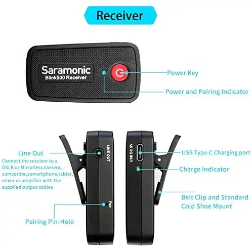 

Saramonic Blink500 B1 Ultracompact Dual-Channel Clip-On Mic for Smartphone DSLR Camera Mirrorless
