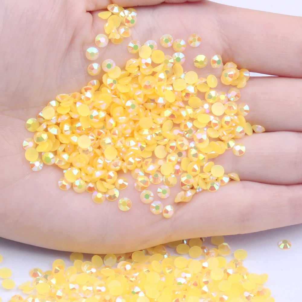 

Topaz AB Resin Rhinestones 2mm-6mm 10000-50000pcs Glue On Beads For Craft Nail Art Stick Drill DIY Wedding Dress Decorations