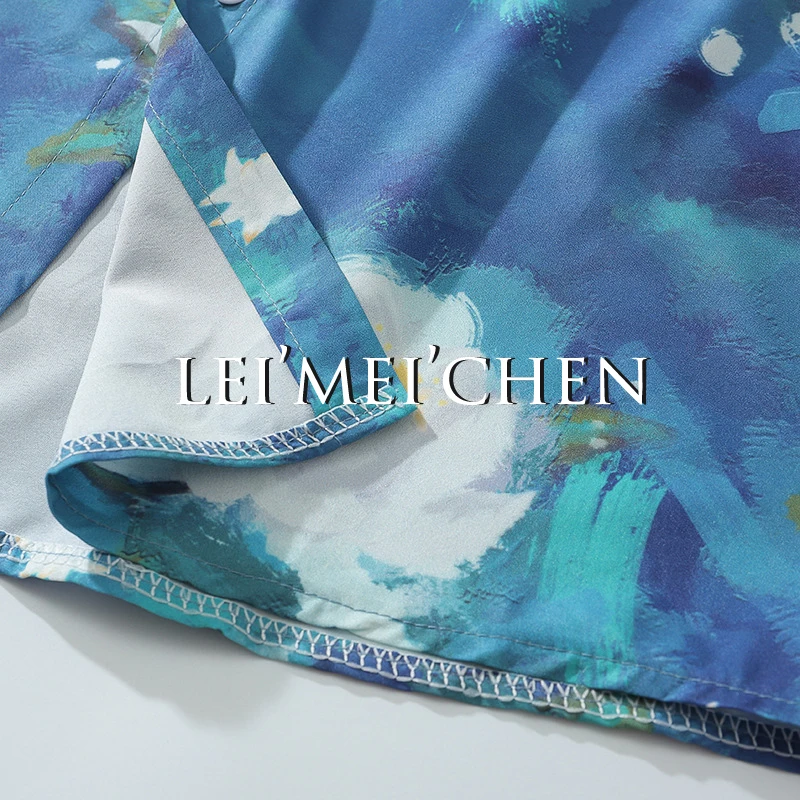 

LEIMEICHEN Fashion Casual Flower Shirt Long Sleeve Men Street Painting Loose BF Couple Shirt Men's Retro Long Sleeve Shirt