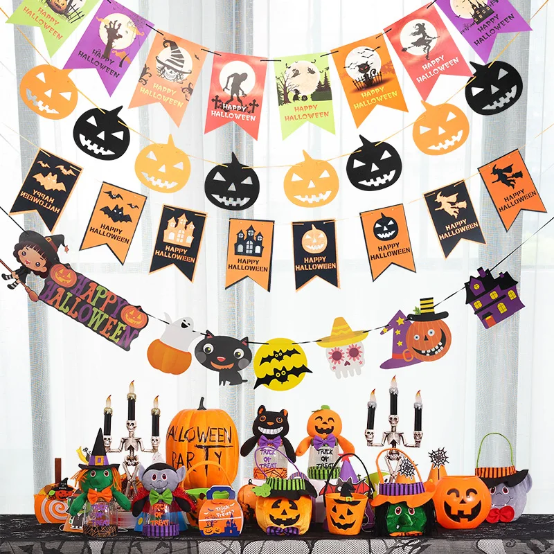21 вид украшения для Хэллоуина с флагом из мультфильма Тыква призрак вечерние