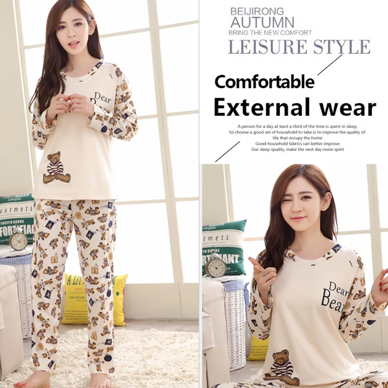 Пижама женская тонкая пижама новые женские пижамы мультяшные милая с длинным