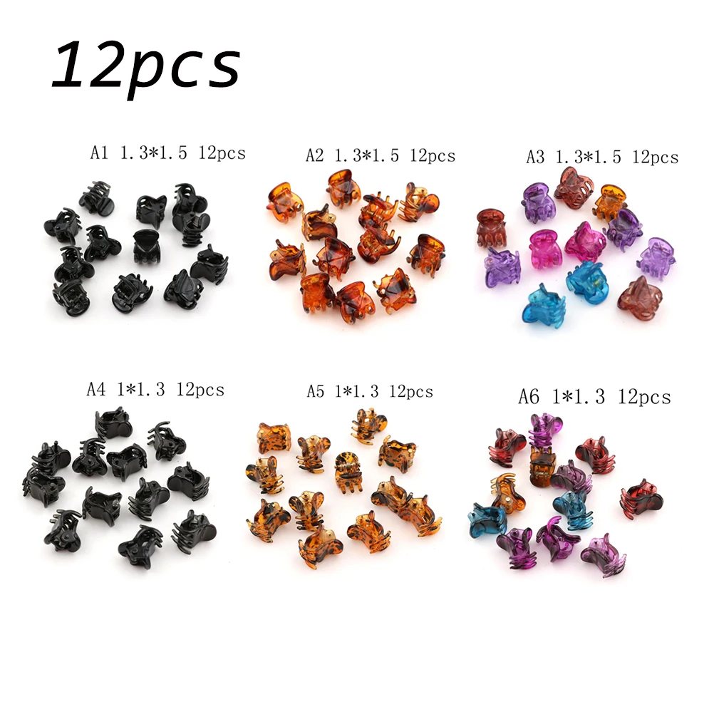 

12pcs/set Girls Small Plastic Hair Clips Claws Mini Clamps Fashion Girls Crab Hair Claw Children Gifts Lovely Hair Accessories