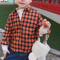 spring 2020 new childrens clothing boys and girls clothing all match fashionable long sleeved cotton plaid shirt