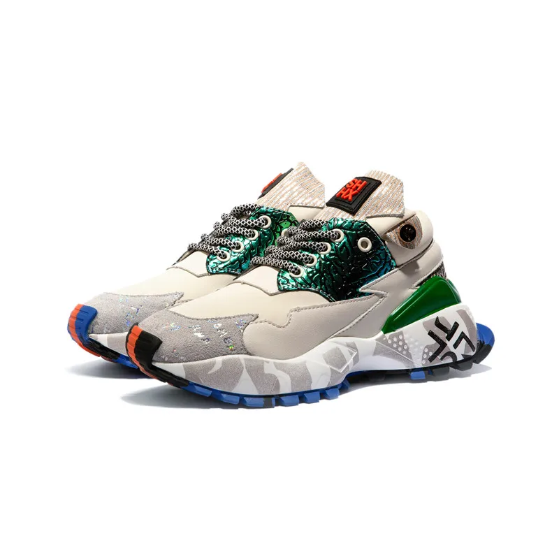 Женские кроссовки из натуральной кожи MORAZORA черные на плоской платформе шнуровке