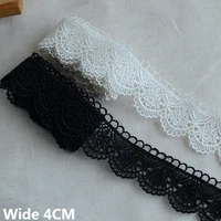 4cm wide white black polyester cotton embroidered fringe ribbon lace edge trim dress collar diy crafts sewing trimmmings decor