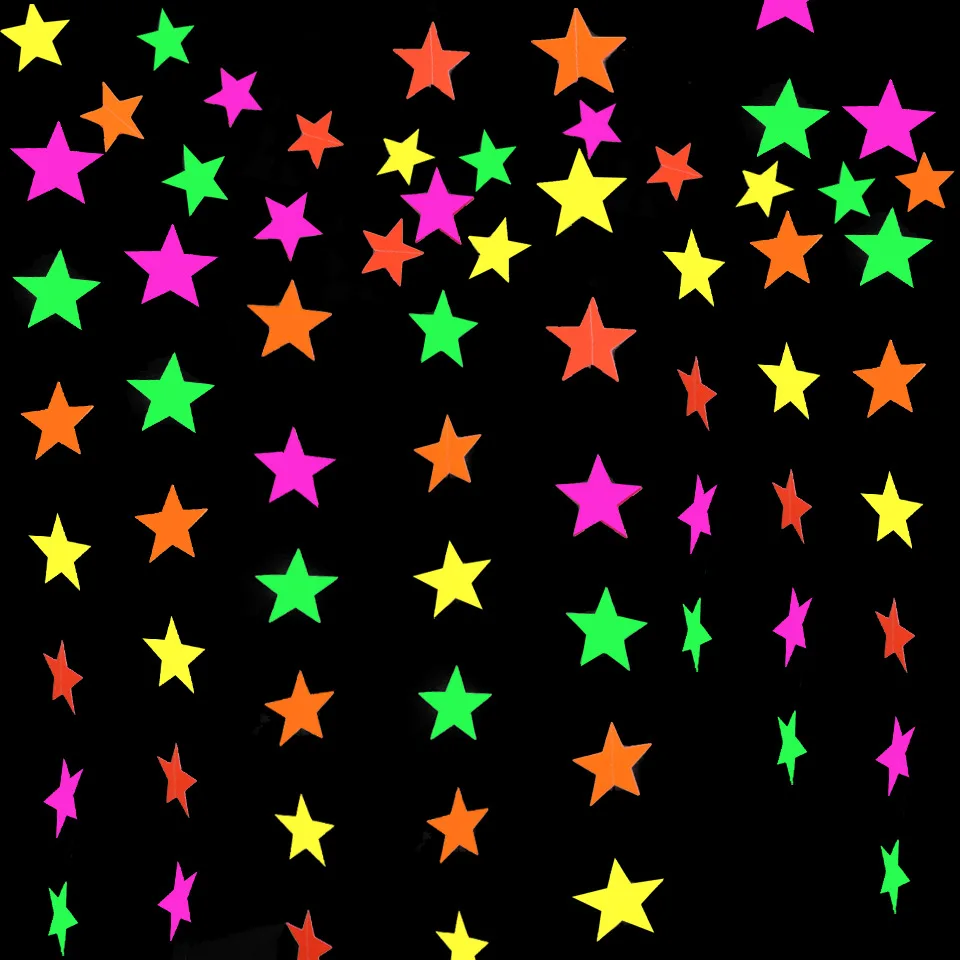 

Fluorescent Paper Star Dots Garland String Blacklight Birthday Party Streamers Luminous Holiday Neon Party Happy Birthday Banner