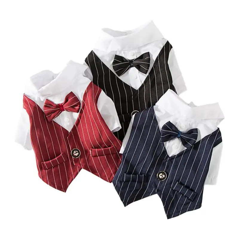 

Dog Wedding Clothes Suit Gentleman Formal Shirt for Small Medium Pet Cat Bowtie Tuxedo Outfit Puppy Halloween Christmas Costume