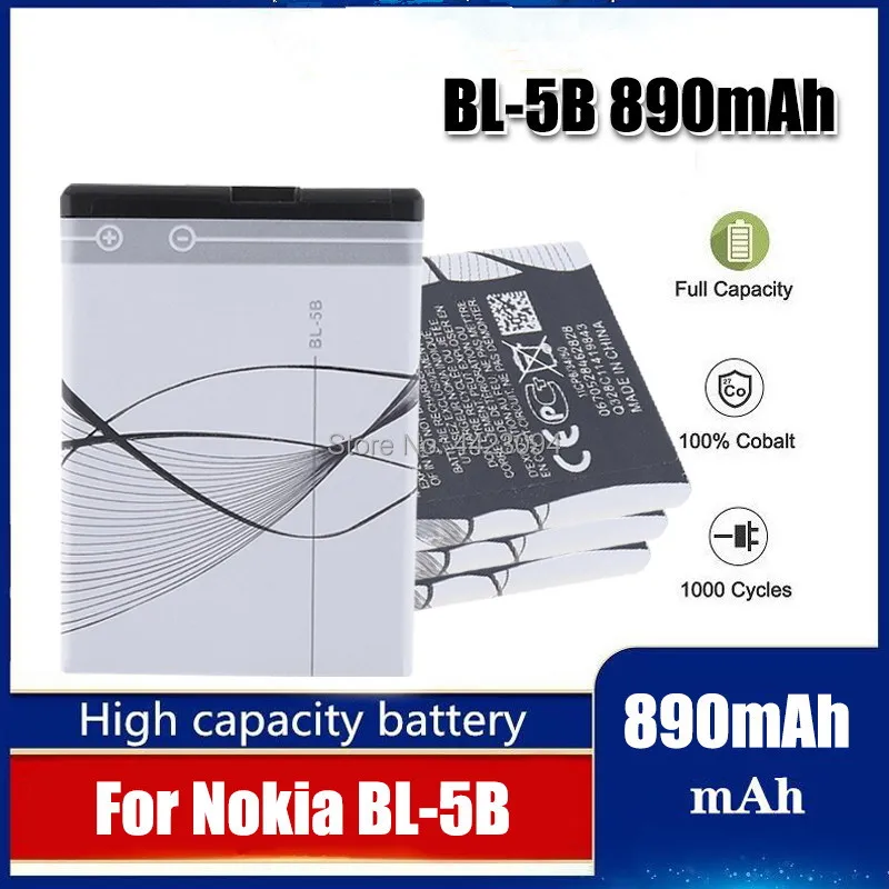BL-5B аккумулятор для Nokia 3230 5070 5140 5140i 5200 5300 5500 6020 6021 6060 6070 6080 6120 6120C 7260 7360 7620 N80 N90 |