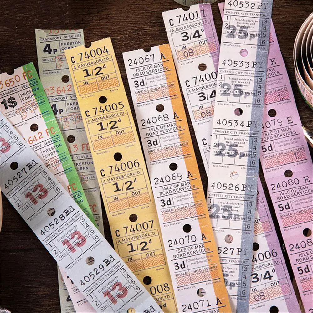 

1 Roll Vintage British Ticket Series Washi Tapes Cute Stationery Self Adhesive Masking Tapes DIY Scrapbooking Decorations