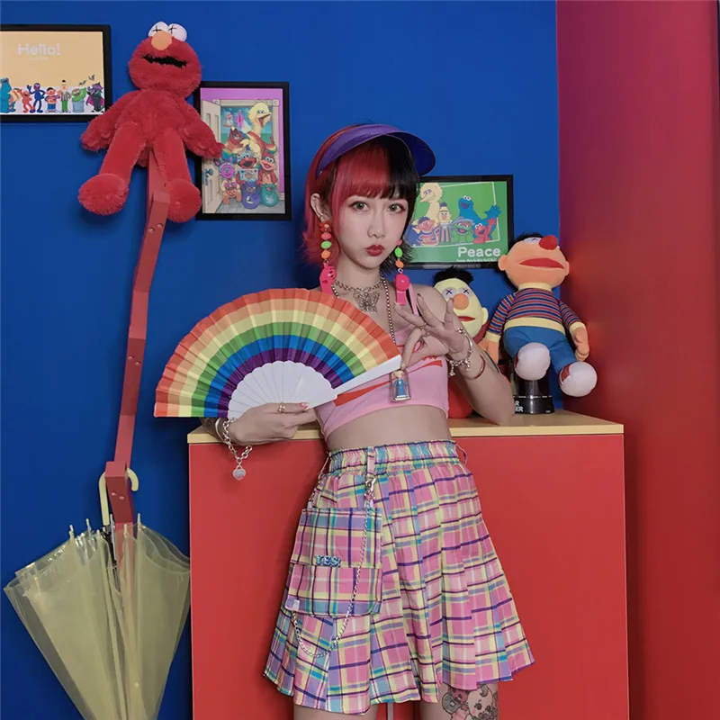 Весна Лето Новые готические панк Харадзюку женские юбки повседневные стильные