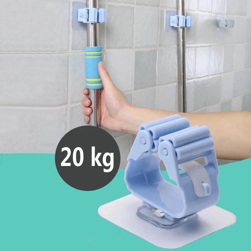 

Wall Mounted Mop Holder Brush Broom Hanger Home Storage Rack Bathroom Suction Hanging Pipe Hooks Kitchen Accessories
