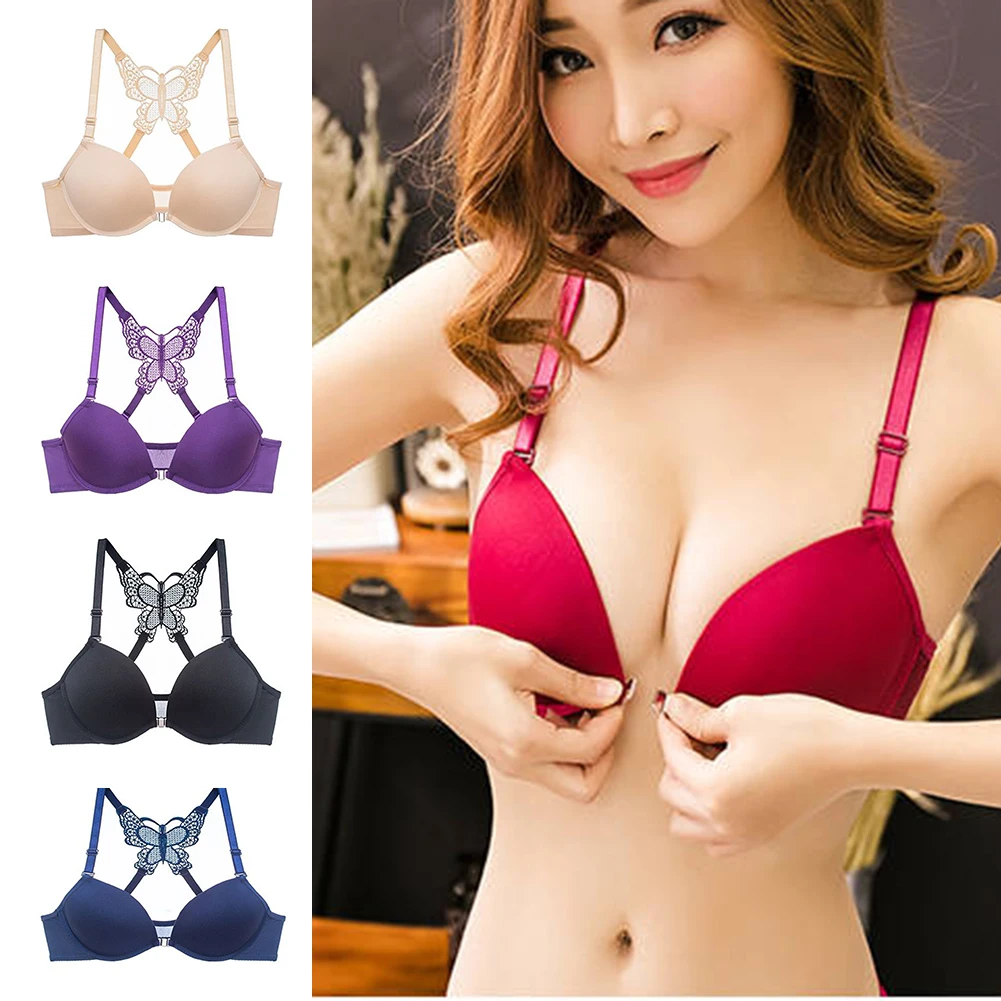 

Недавно Для женщин с пряжкой спереди бюстгальтер с рисунком в виде бабочек, украшенные кружевом и дизайн на косточках, женский бюстгальтер, ...