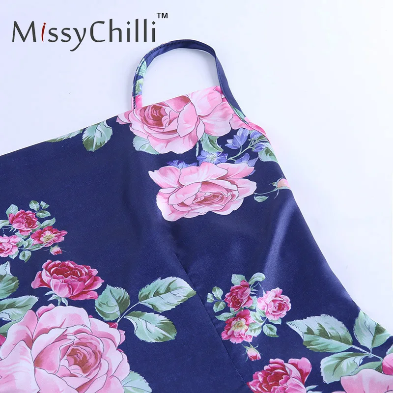 Женское Короткое атласное платье без рукавов с цветочным принтом|Женские платья|